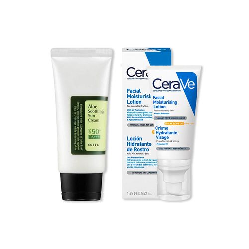 ALOE SOOTHING SUN CREAM - COSRX 50ML+CeraVe Crema Hidratante Facial SPF 30 AM 52ml