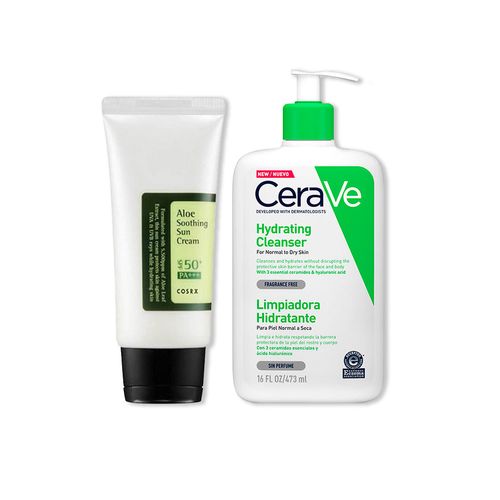 ALOE SOOTHING SUN CREAM - COSRX 50ML+CeraVe Crema Limpiadora Hidratante Hydrating Cleanser 473ml