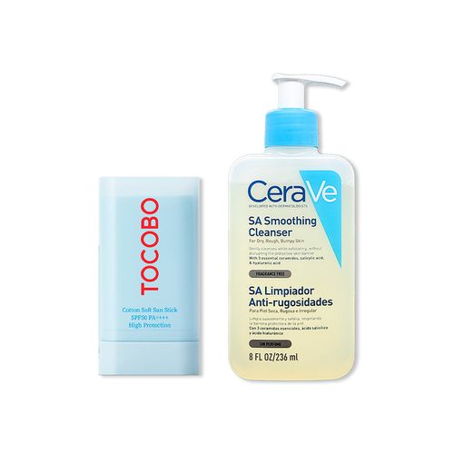 Barra Solar Cootton SPF 50+++ - Tocobo 19gr+CeraVe Limpiador Suavizante SA Smoothing Cleanser 236ml