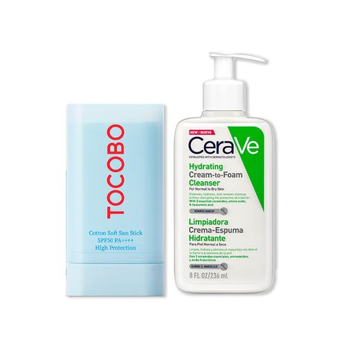 Barra Solar Cootton SPF 50+++ - Tocobo 19gr+CeraVe Crema Limpiadora Hidratante Hydrating Cleanser 23