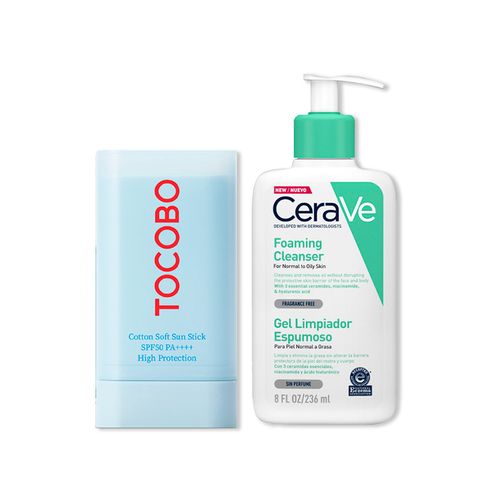 Barra Solar Cootton SPF 50+++ - Tocobo 19gr+CeraVe Gel Limpiador Espumoso Foaming Cleanser 236ml