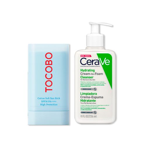 Barra Solar Cootton SPF 50+++ - Tocobo 19gr+Limpiador Crema Espumosa Hydrating Cream-to-Foam 236ml