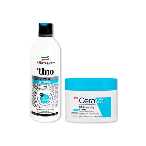 Shampo Uno- Pos 500gr - La Brasiliana+CeraVe Crema Hidratante con úrea SA Smoothing Cream 340g