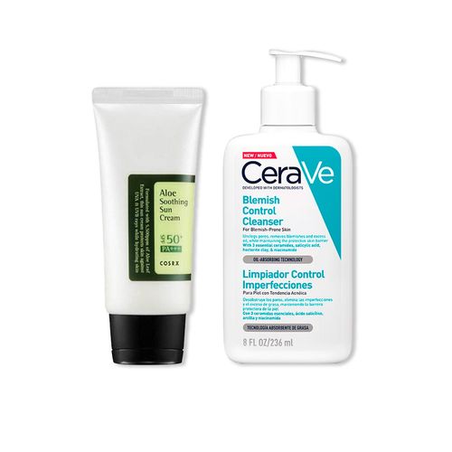 ALOE SOOTHING SUN CREAM - COSRX 50ML+CeraVe Gel Limpiador Blemish Control 236ml