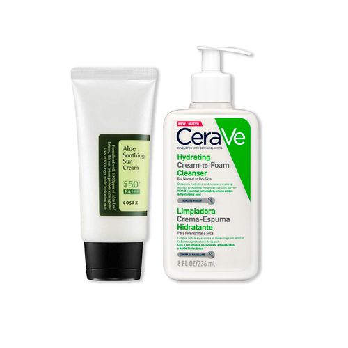 ALOE SOOTHING SUN CREAM - COSRX 50ML+Limpiador Crema Espumosa Hydrating Cream-to-Foam 236ml