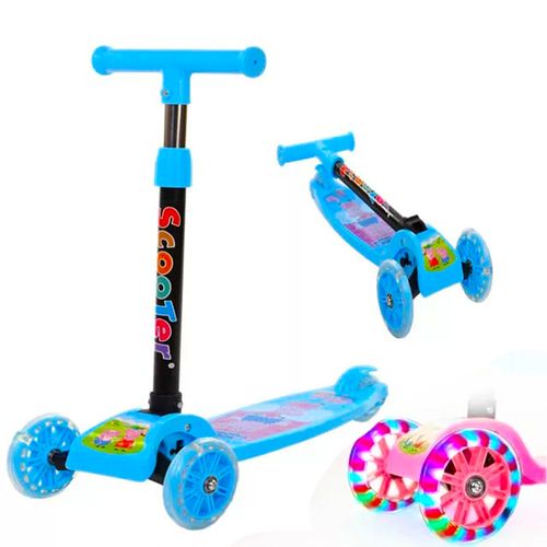 Scooter Plegable para Niños con Luces Multicolor Azul