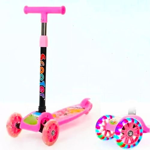 Scooter Plegable para Niños con Luces Multicolor Rosado