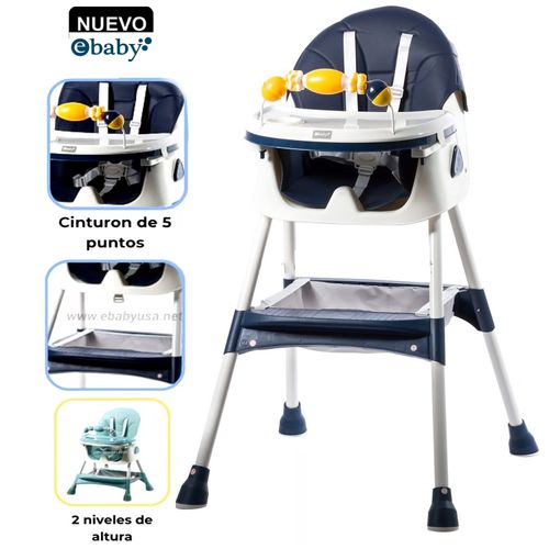 Silla de Comer Ebaby Plegable Doble bandeja LULU Azul