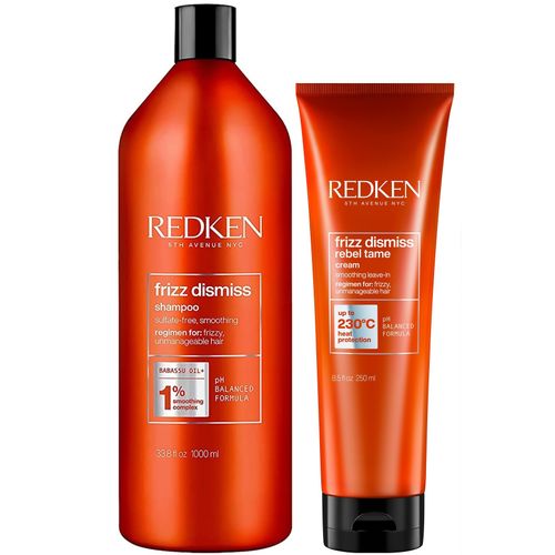 Shampoo 1000ml + Crema con Protección Térmica Redken Frizz Dismiss