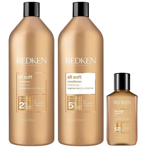 Shampoo Hidratante 1000ml + Conditioner + Aceite Argán Redken All Soft