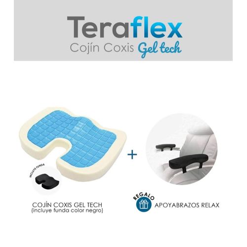 COJIN COXIS CON GEL TECH  REGALO APOYABRAZOS  TERAFLEX  46x35x7 CM