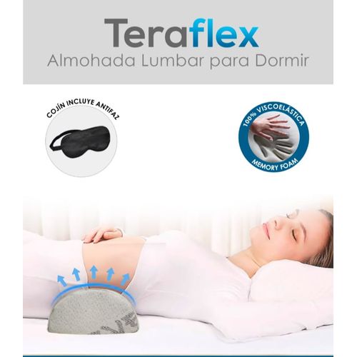 ALMOHADA LUMBAR PARA DORMIR VISCOELÁSTICA  TERAFLEX  REGALO ANTIFAZ  52x22x10 CM