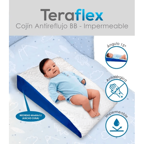 COJIN ANTIREFLUJO BABY IMPERMEABLE AZUL TERAFLEX  61x61x12 CM