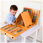 Mega-Set-de-Arte-208-Piezas-Kit-de-Dibujo-Niños-Dino-Naranja