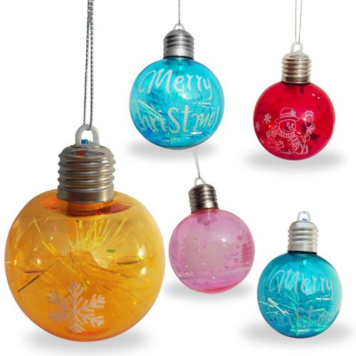 Bolas Navideñas de Colores Transparentes con Luces 8cm Set x18