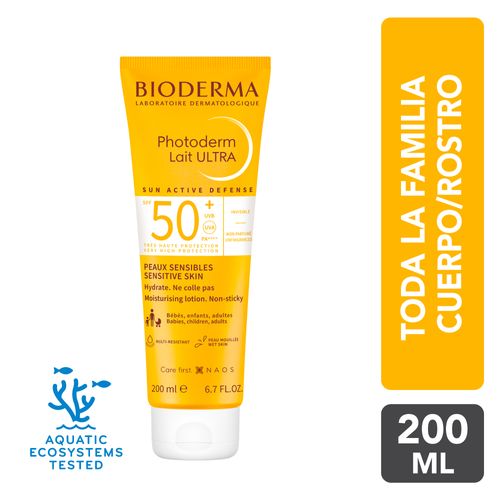 Protector Solar Bioderma Photoderm Lait Ultra Invisible SPF 50+ - Tubo 200 ML