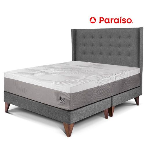 Dormitorio Europeo Royal Balanzze + Cabecera Gold Queen Gris