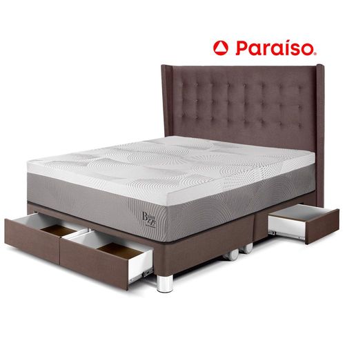 Dormitorio Royal Balanzze Con Cajones + Cabecera Gold King Chocolate