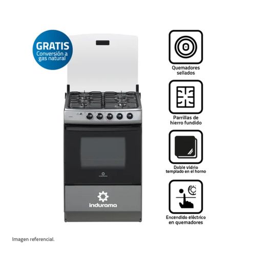 Cocina Indurama Córdova Spazio Plus 4 quemadores Gris