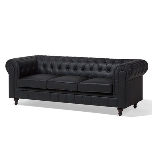 Sofá 3 Cuerpos Chesterfield Rabhé Negro