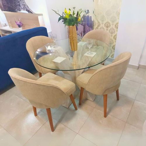 Juego de Comedor Mármol 4 Sillas Celine – Beige