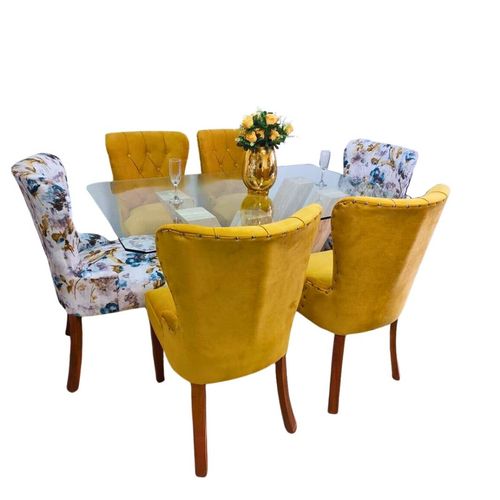 Juego de Comedor Mármol 6 Sillas Nikol – Amarillo