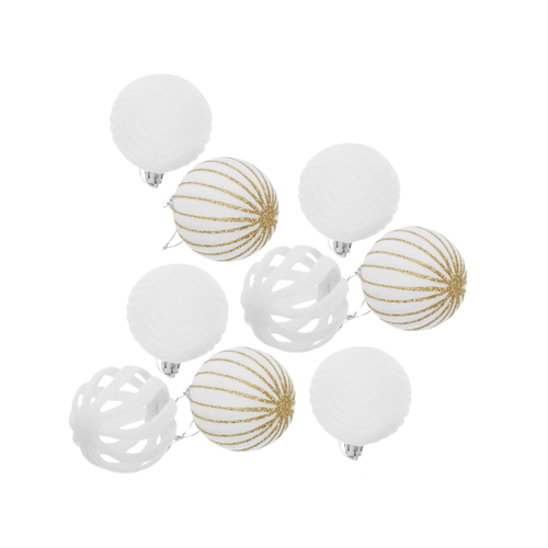 Set 9 Bolas Blancas para Decoración de Árbol de Navidad