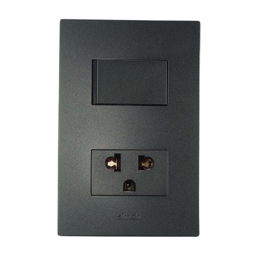 Interruptor + Tomacorriente Universal S220 Grafito Simon