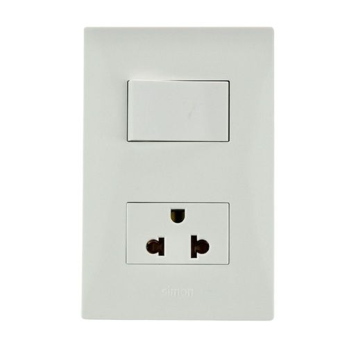 Interruptor + Tomacorriente Universal S220 Blanco Simon