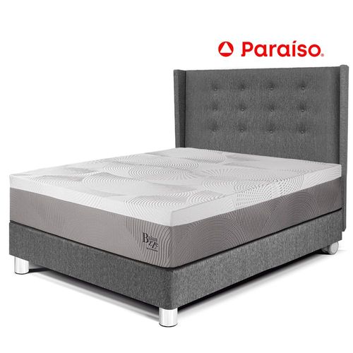 Dormitorio Royal Balanzze + Cabecera Gold 1.5 Plazas Gris