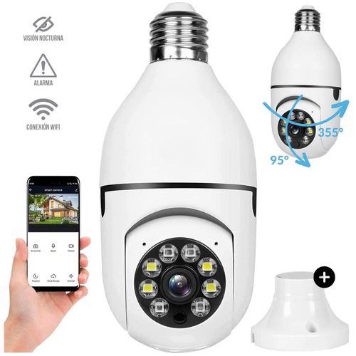 Foco Cámara de Seguridad Vigilancia Inteligente 360° WIFI Visión Nocturna F360