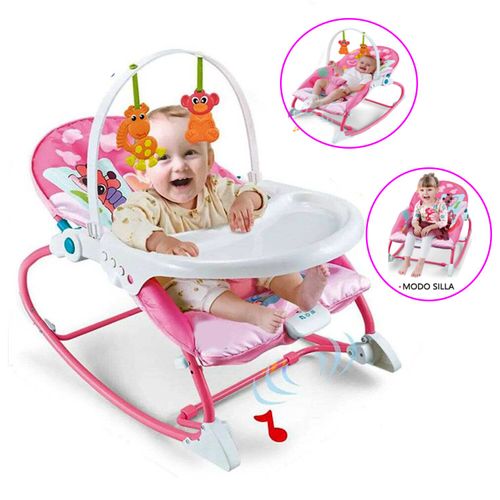 Silla Mecedora y Musical para Bebes Rosado