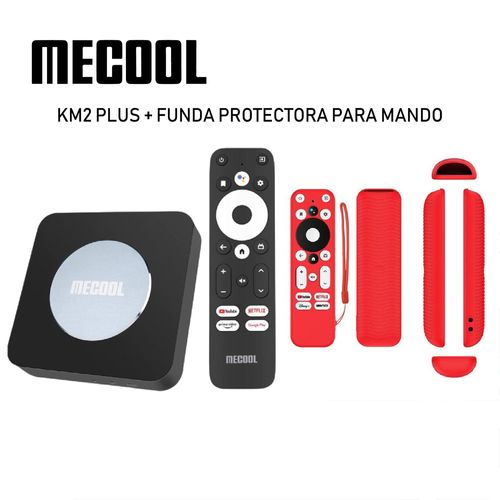 Mecool KM2 Plus Android TV 11 + Funda protectora para mando (ROJO)