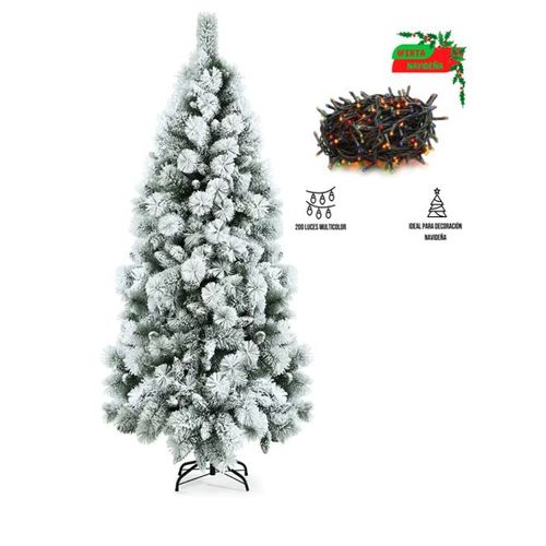 Árbol De Navidad 210Mt Con Nieve E-210 + 200 Luces Multicolor (EYH)