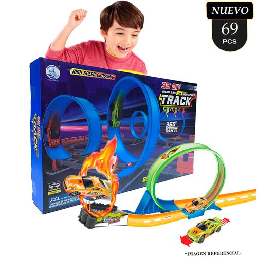 Juguete Set de Pista de Carrera Nitro2Go 360° 69 pcs Azul