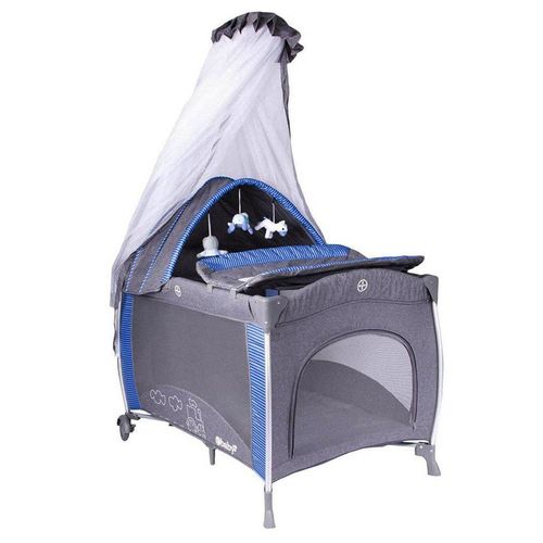 Cuna Corral Aluminio Ebaby NOA 780 Con Tul - Azul