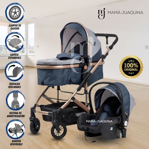 Coche Moisés «JELANI» Con Portabebé Azul