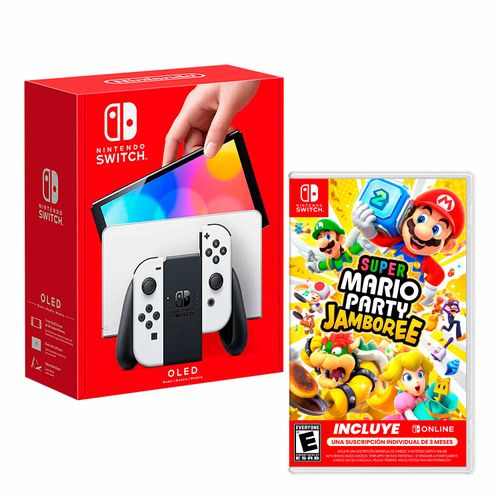 Consola Nintendo Switch Modelo Oled Blanco + Mario Party Jamboree