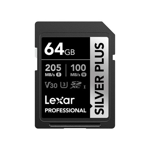 Memoria SD Lexar Professional 64GB - R205mb - W100mb - SILVER PLUS