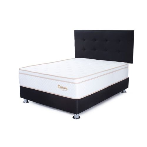 Dormitorio Valente Queen Negro + 2 Almohadas Viscoelastic + 1 Protector