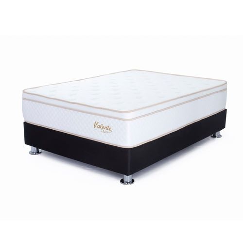 Cama Americana Valente 2 plazas Negro + 2 almohadas viscoelastic + 1 protector