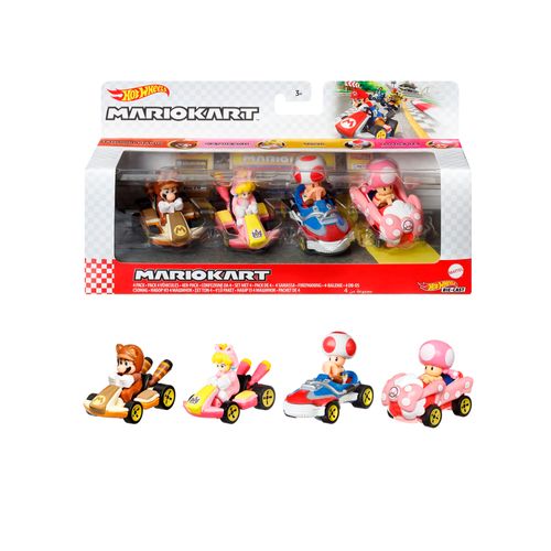 Hot Wheels Mario Kart Pack 4 Vehiculos Modelo H