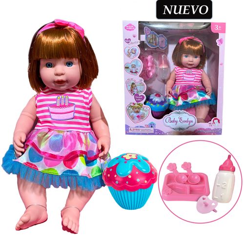 Juguete Muñeca Bebé Real Baby Evelyn más Accesorios A321B