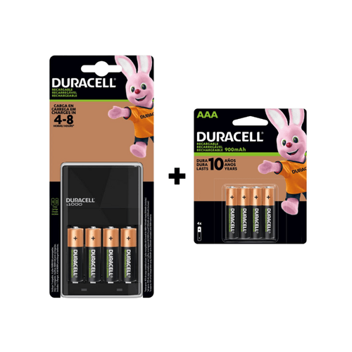 Kit Pilas Recargables 2500 mAh +Cargador + 4 pilas recargables AAA