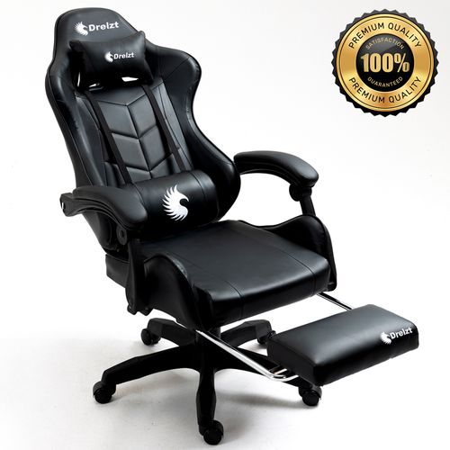 Silla Gamer Ergonómica Dreizt Shine Series Negro con Posapies Reclinable