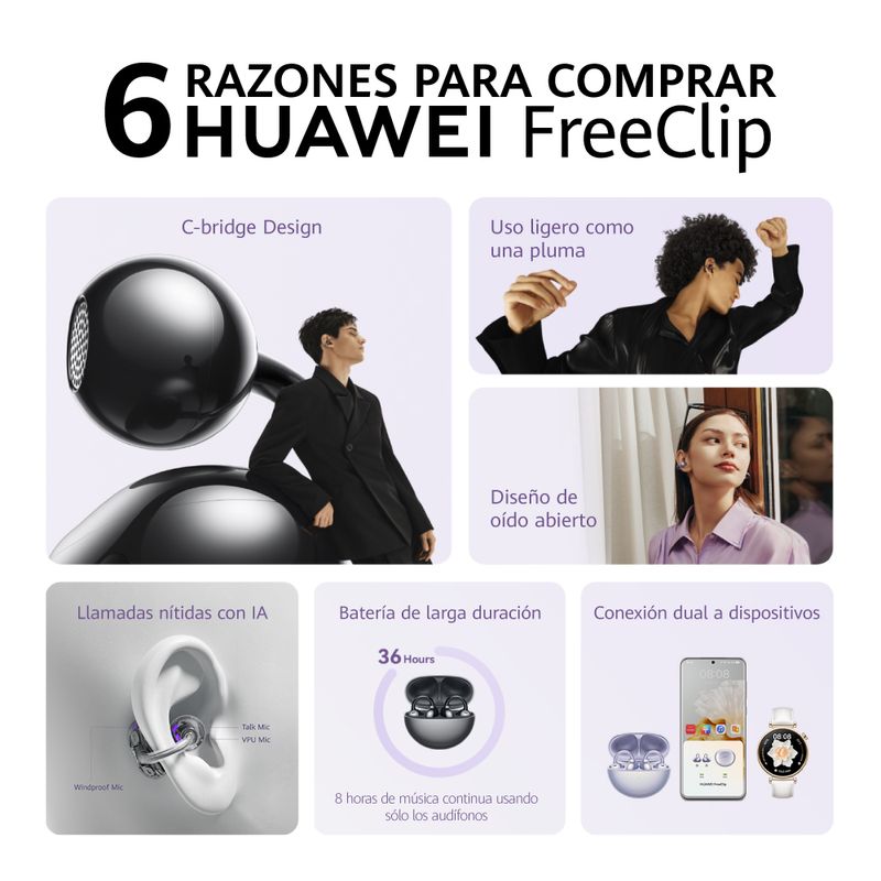 Audifonos-Inalambricos-HUAWEI-FreeClip-Morado