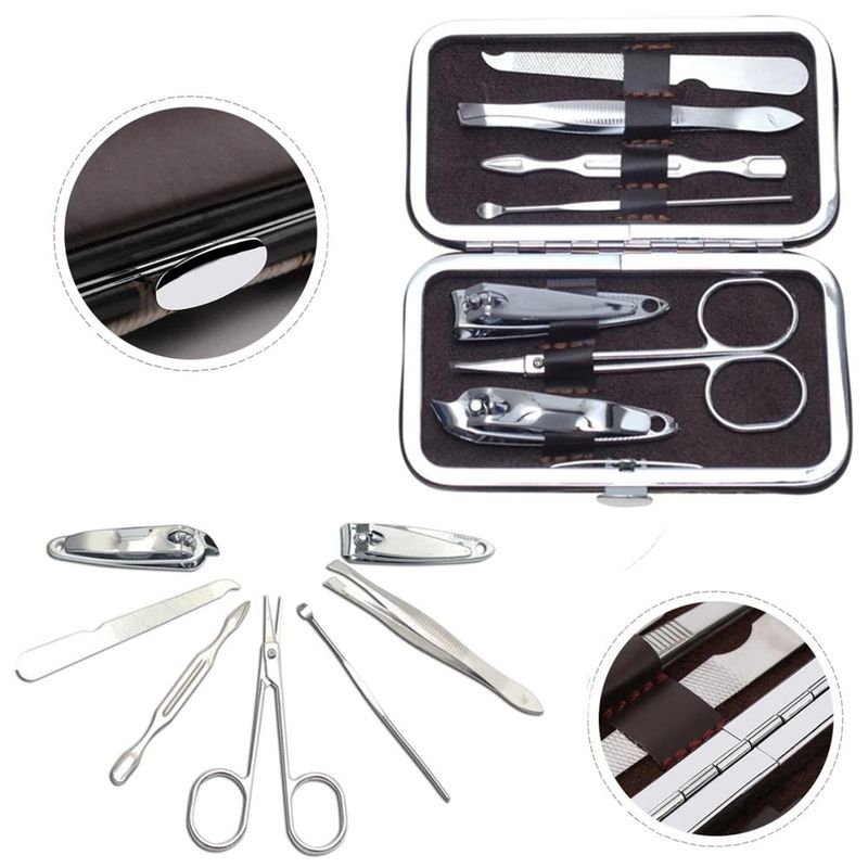 Set-Manicure-Pedicura-Acero-Inoxidable-7-Piezas-Cortauñas