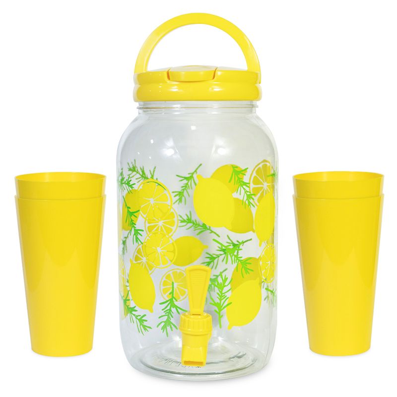 Set-de-Dispensador-de-Agua-35-L-Kawaii---4-Vasos-S11-Amarillo