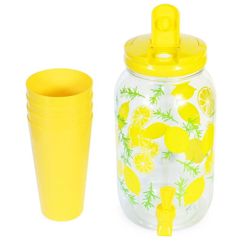 Set-de-Dispensador-de-Agua-35-L-Kawaii---4-Vasos-S11-Amarillo