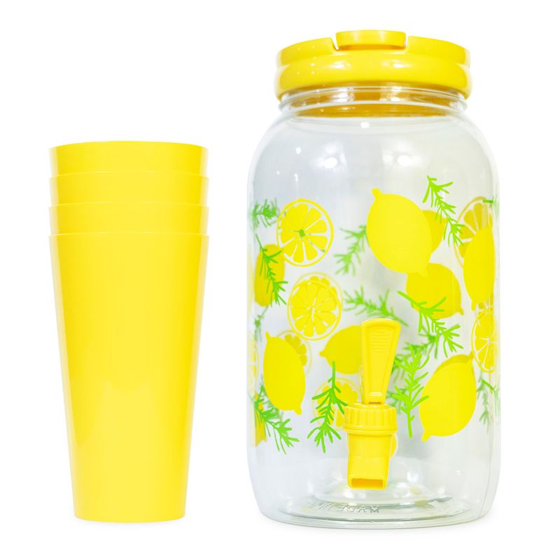 Set-de-Dispensador-de-Agua-35-L-Kawaii---4-Vasos-S11-Amarillo